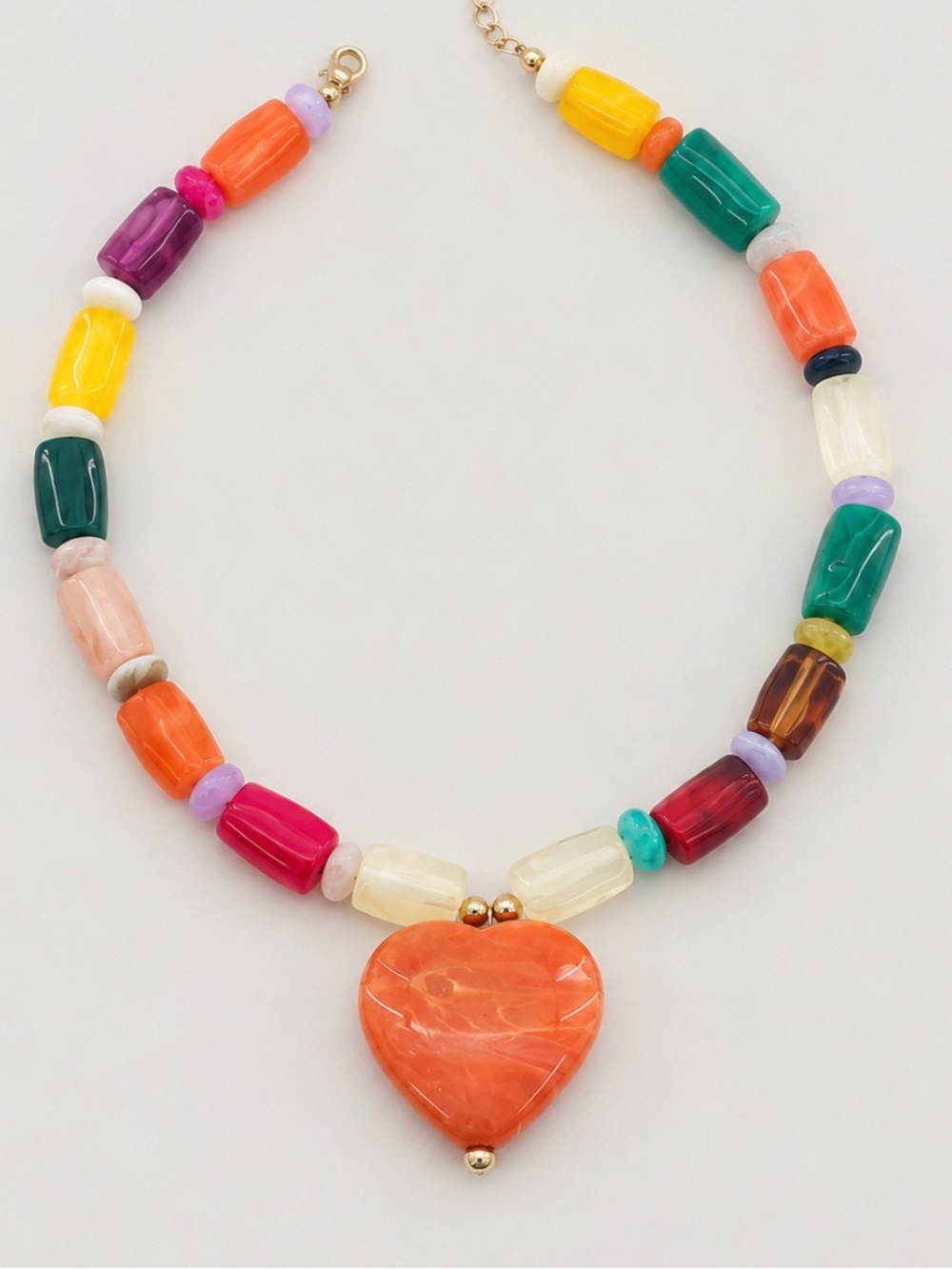 New! Colorblock Orange Heart Dopamine Necklace NWOT